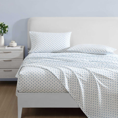Laura Ashley fitted sheet deep-pocket on mattress showing secure fit