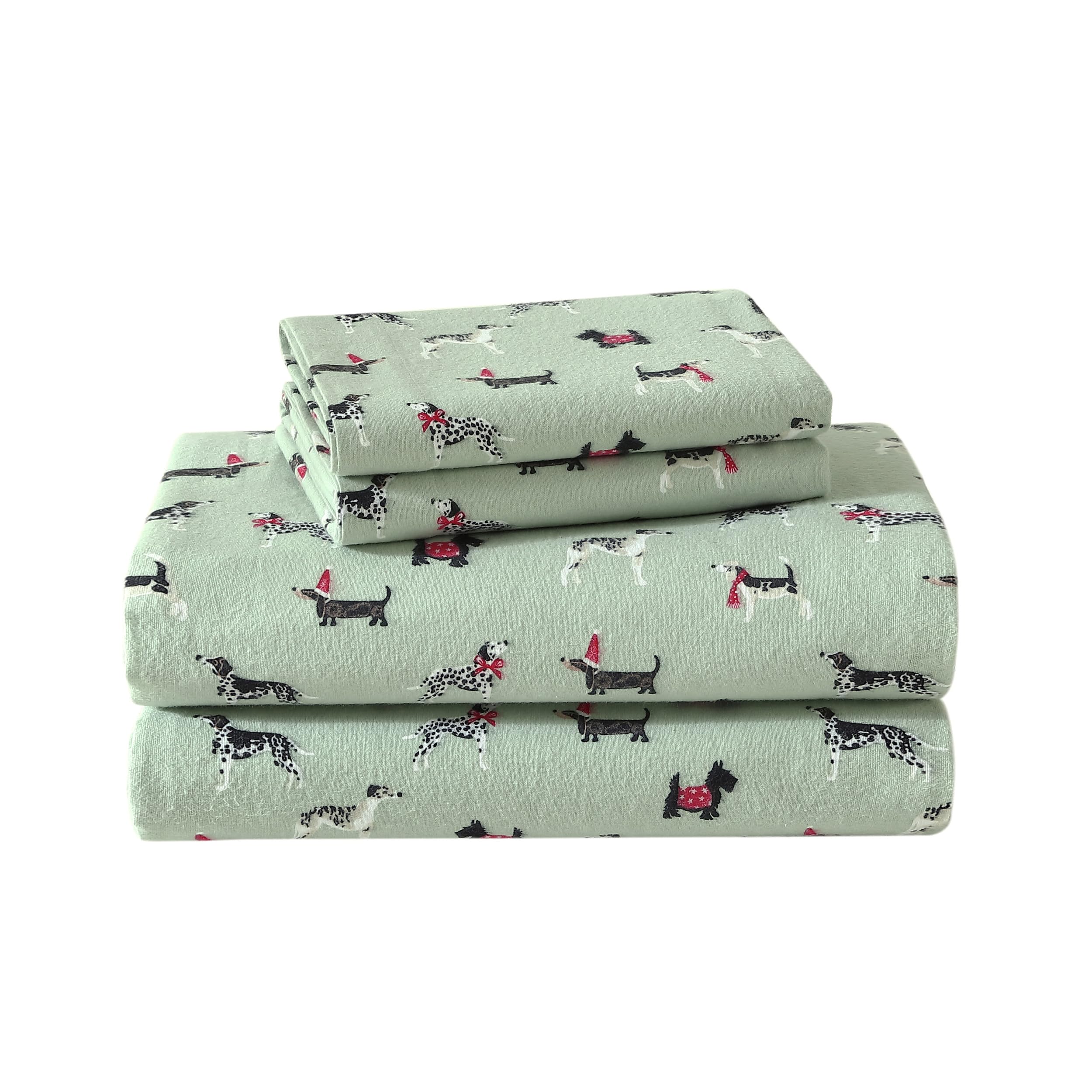 Laura Ashley front packaging showing Holiday Pups Green set, clear contents and benefit