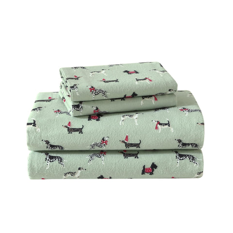 Laura Ashley front packaging showing Holiday Pups Green set, clear contents and benefit