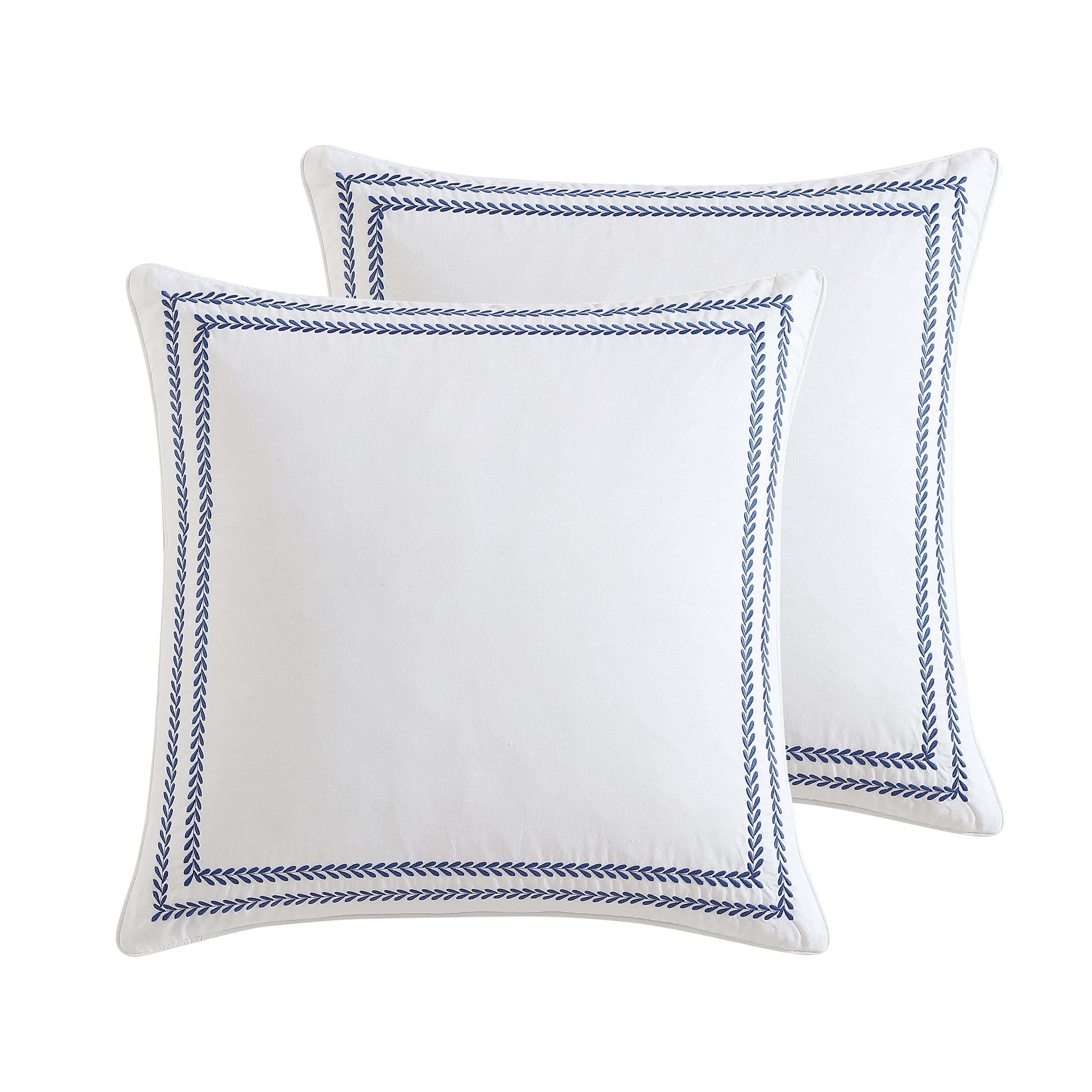 Laura Ashley front view of sham showing embroidered vine and clean finish benefits styling