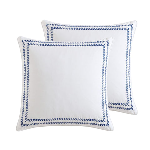 Laura Ashley front view of sham showing embroidered vine and clean finish benefits styling