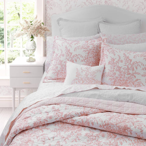 Laura Ashley reverse view showing pink and white stripes for styling versatility