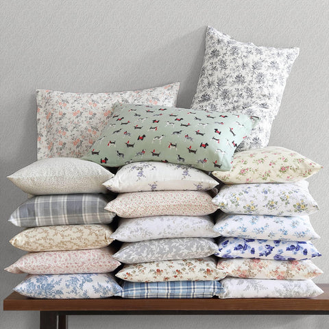 Laura Ashley size comparison with standard pillow, visualizes true product scale