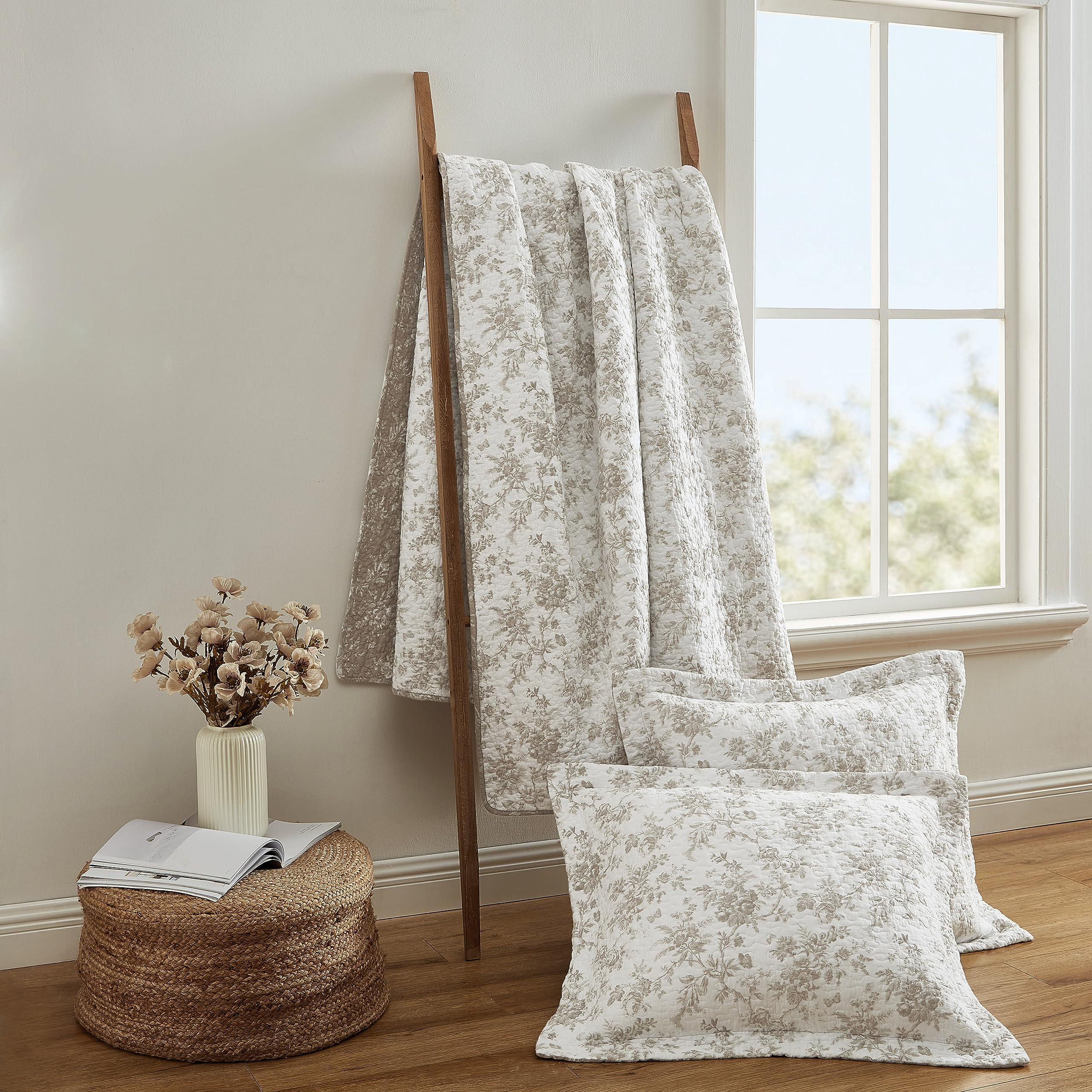Laura Ashley shams front and back view providing coordinated bedding look