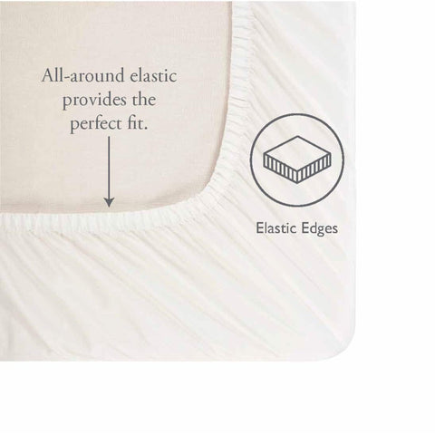 Laura Ashley elastic edge closeup showing fitted sheet’s durable hold