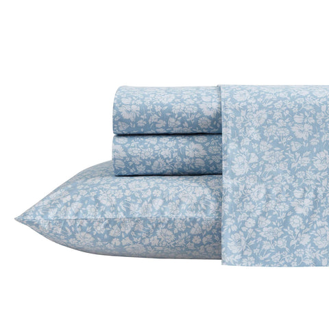 Laura Ashley flat-lay of full Twin XL sheet set showing floral pattern and neat presentation