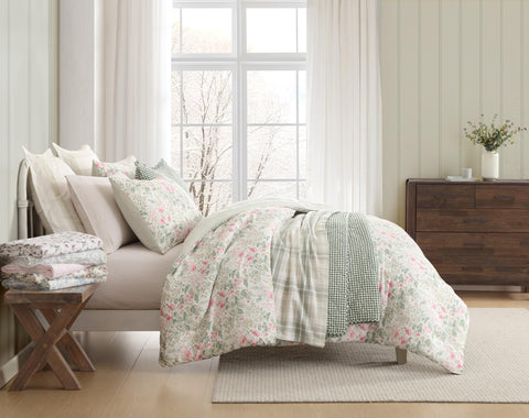 Laura Ashley sheet on queen mattress illustrating true-to-size fit