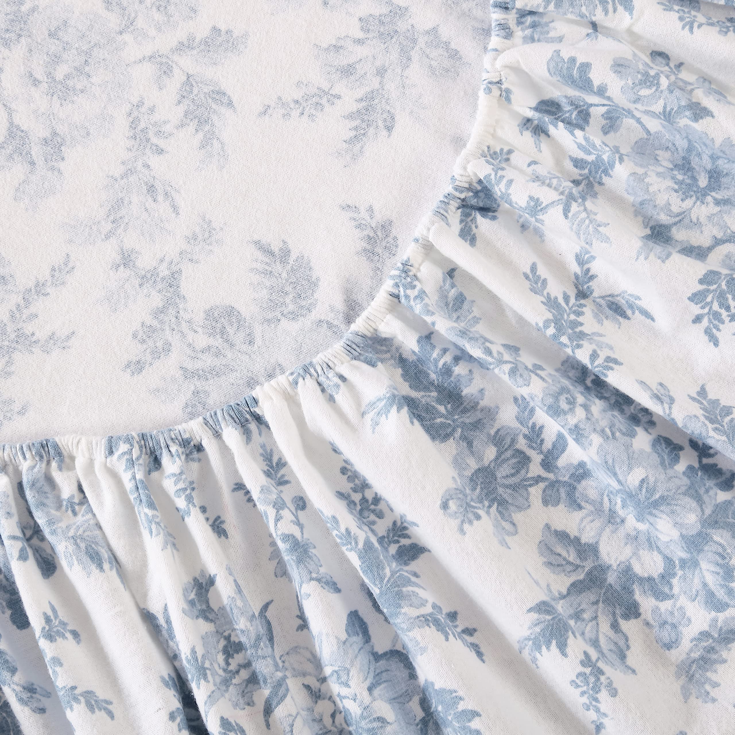 Laura Ashley fitted sheet corner elastic demonstrating secure mattress grip
