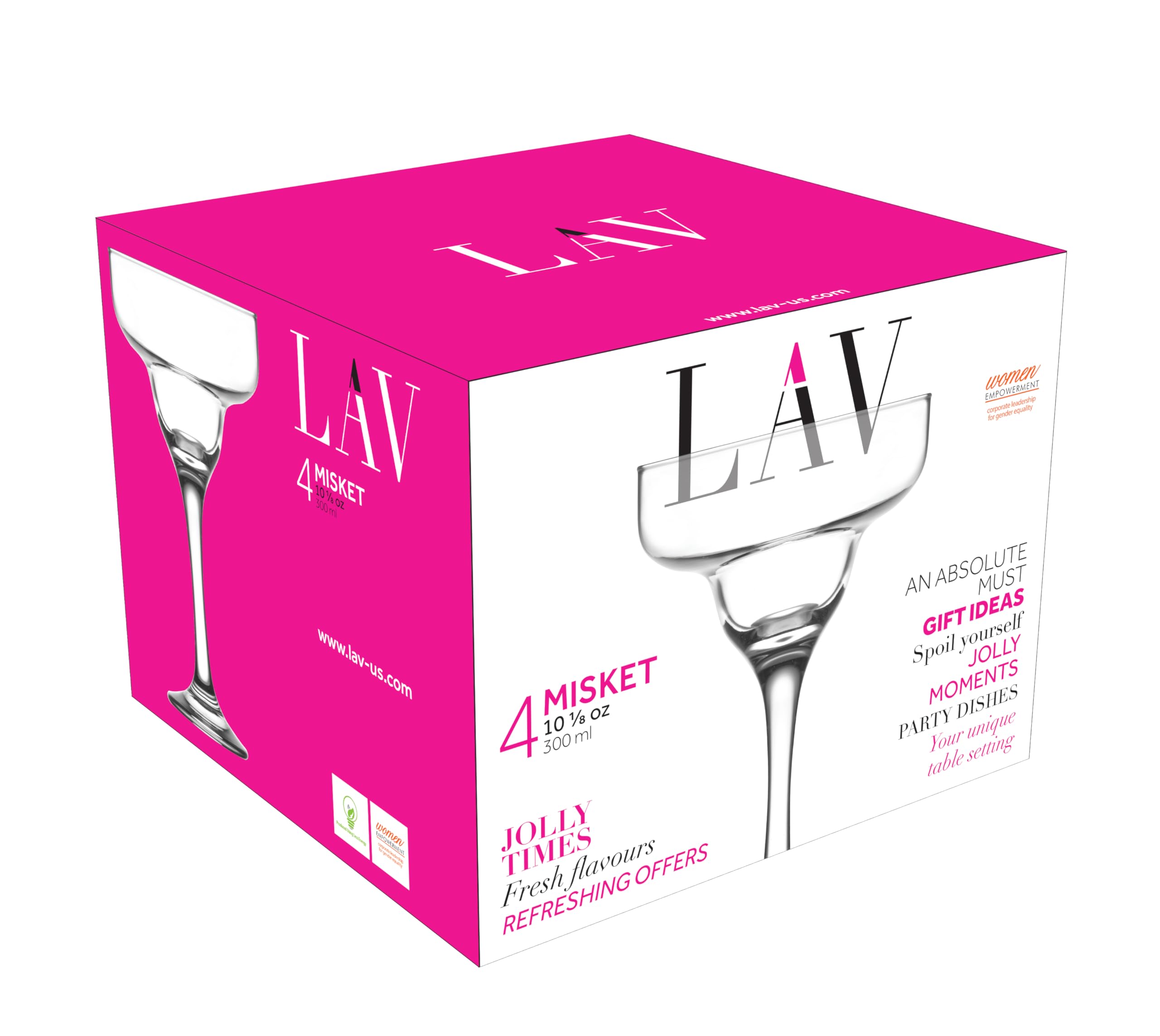 LAV margarita glasses in a table setting illustrating party-ready styling