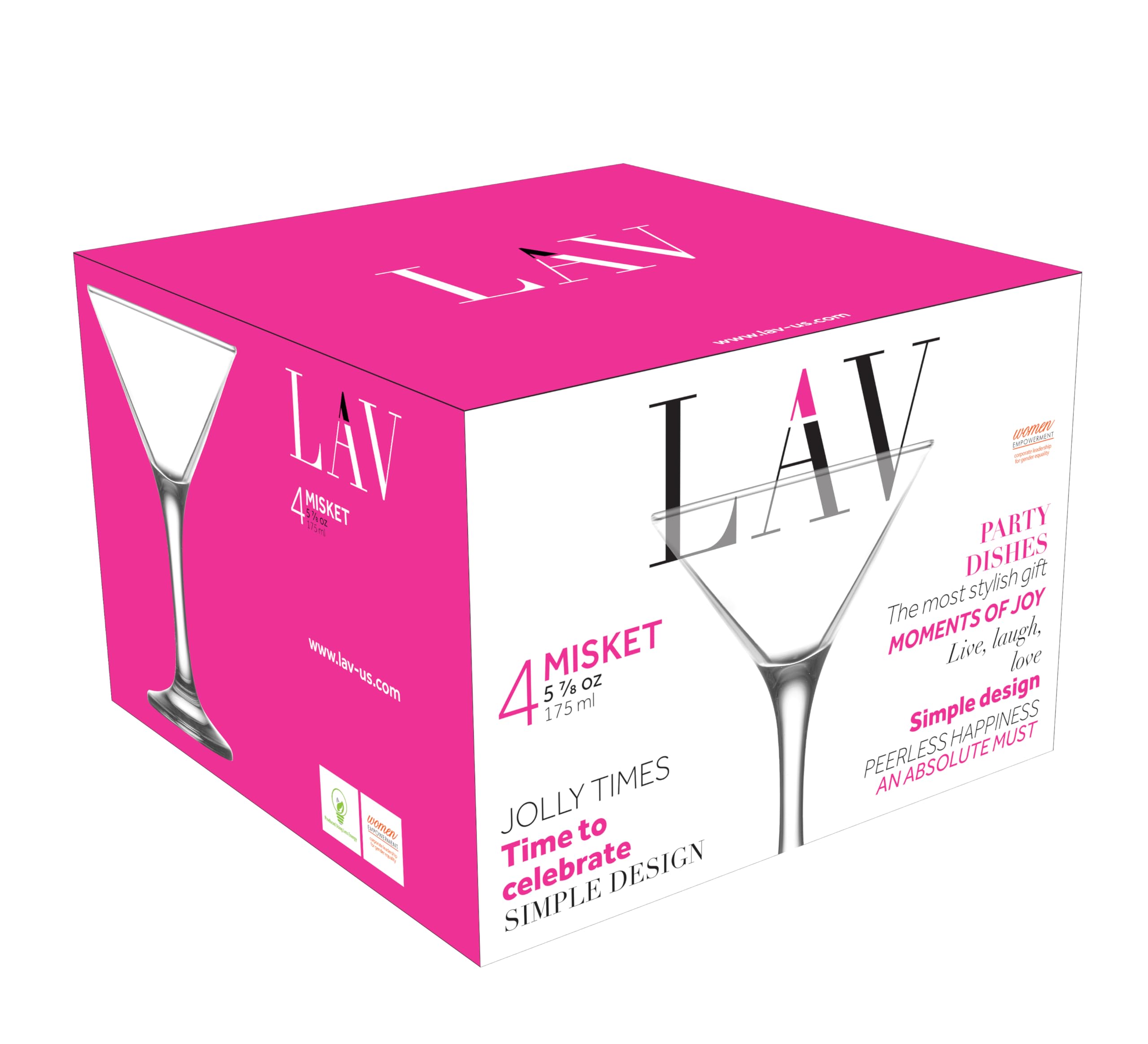 LAV martini glass next to ruler showing 6 oz capacity and scale