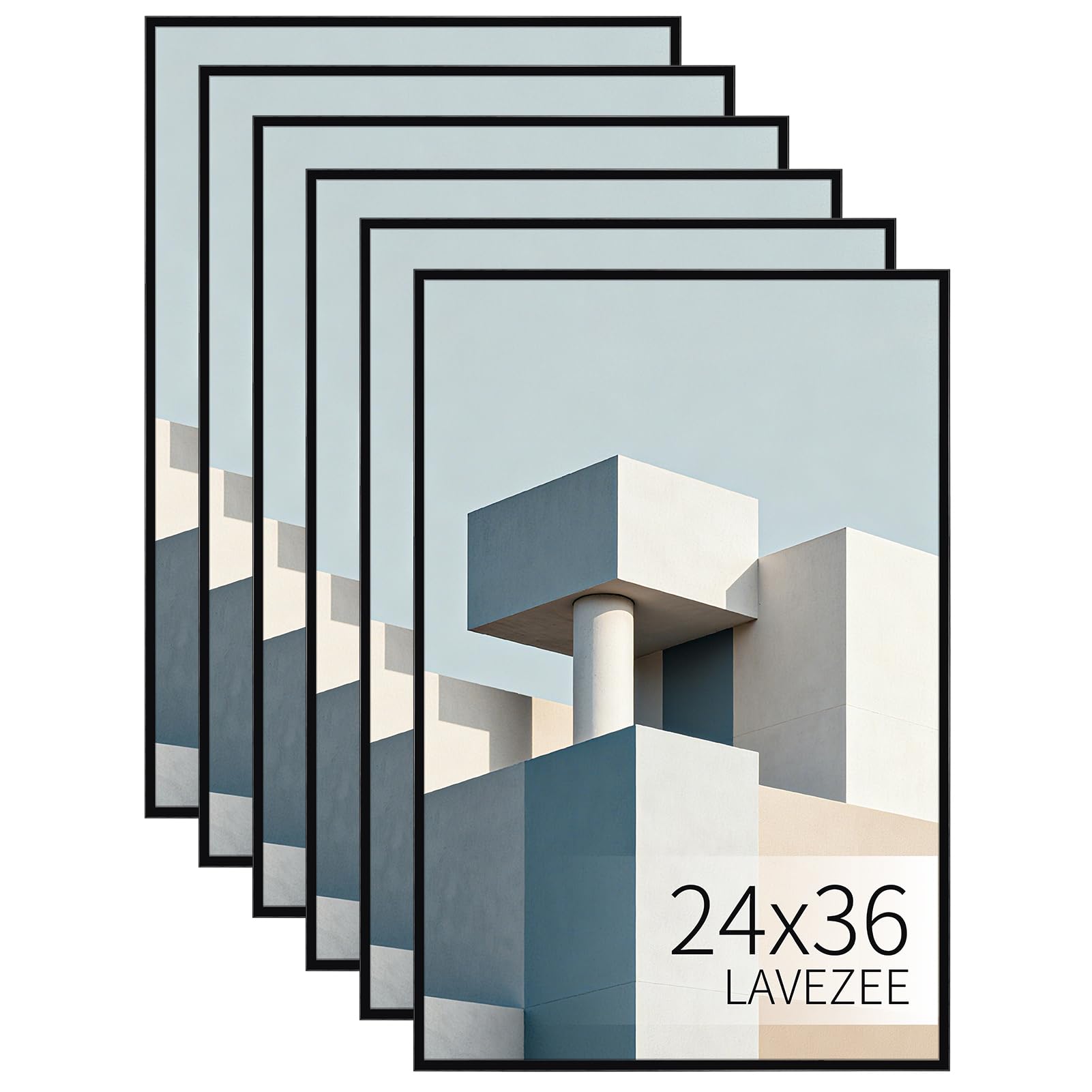 Lavezee front view of black 24x36 frame showing sleek presentation and clean border