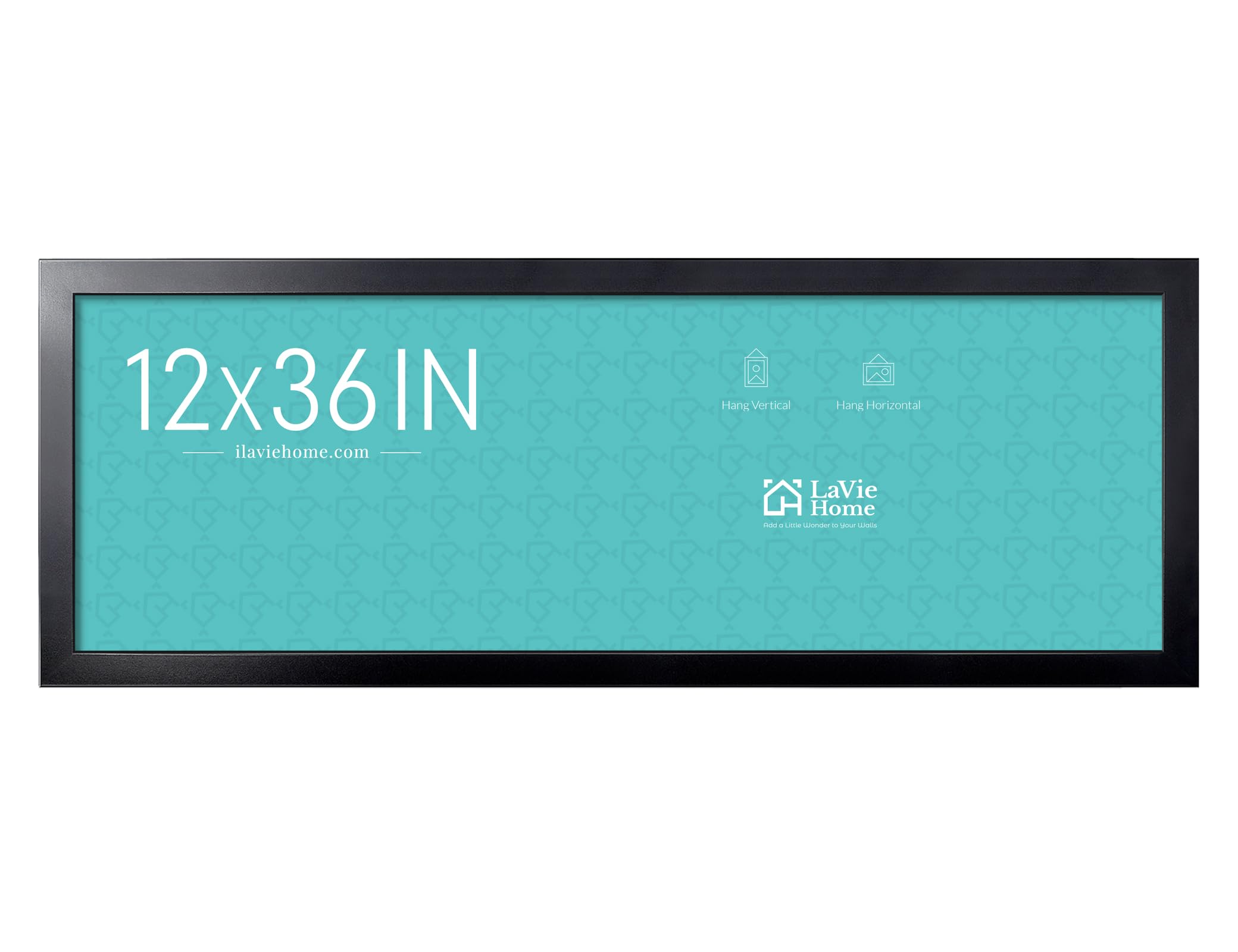 LaVie Home front view of 12x36 black frame showing clean edges and sleek look