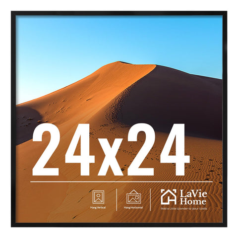 LaVie Home front view of black 24x24 frame showing sleek border and clear display benefit