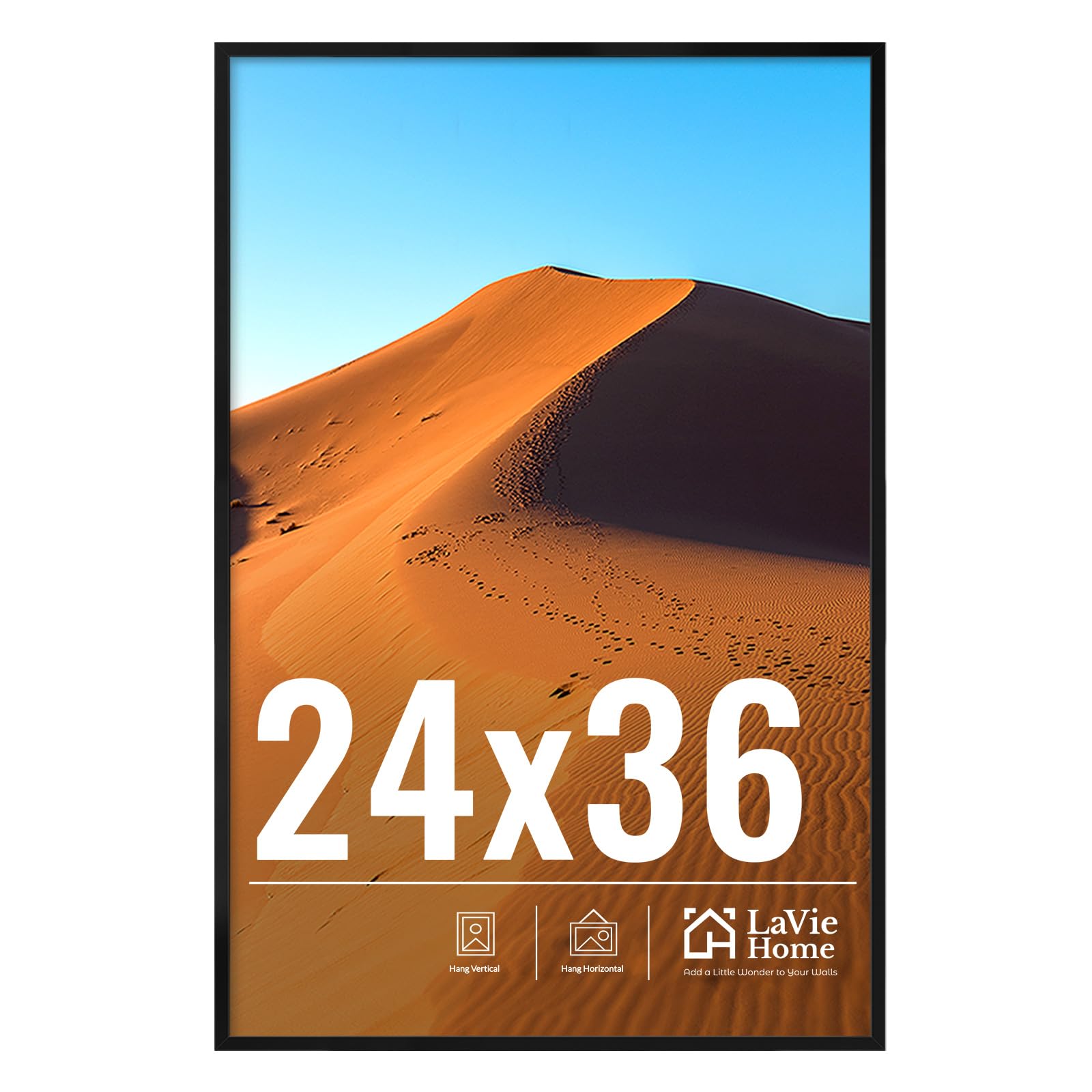 LaVie Home front view of 24x36 black frame showing sleek profile and clean display