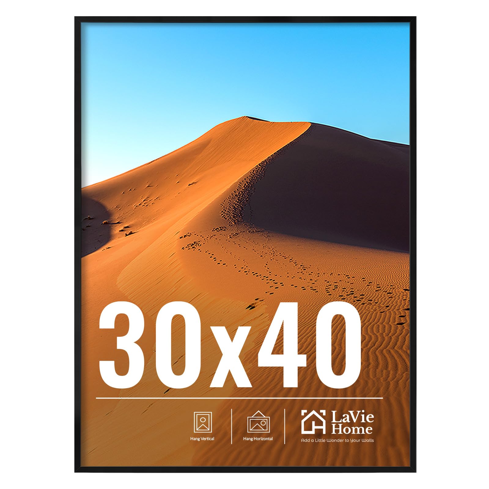 LaVie Home front view of 30x40 frame showing clean edges and benefit of elegant display
