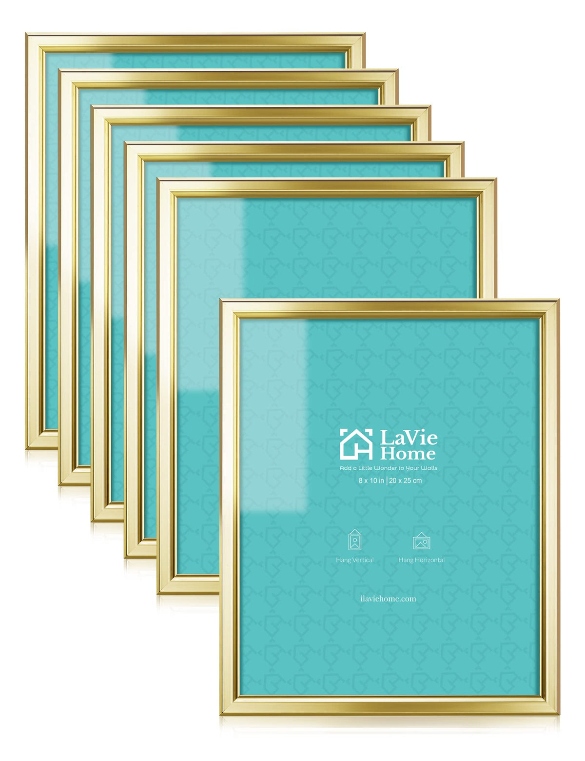 LaVie Home gold frame front view showing elegant trim and clear display benefit