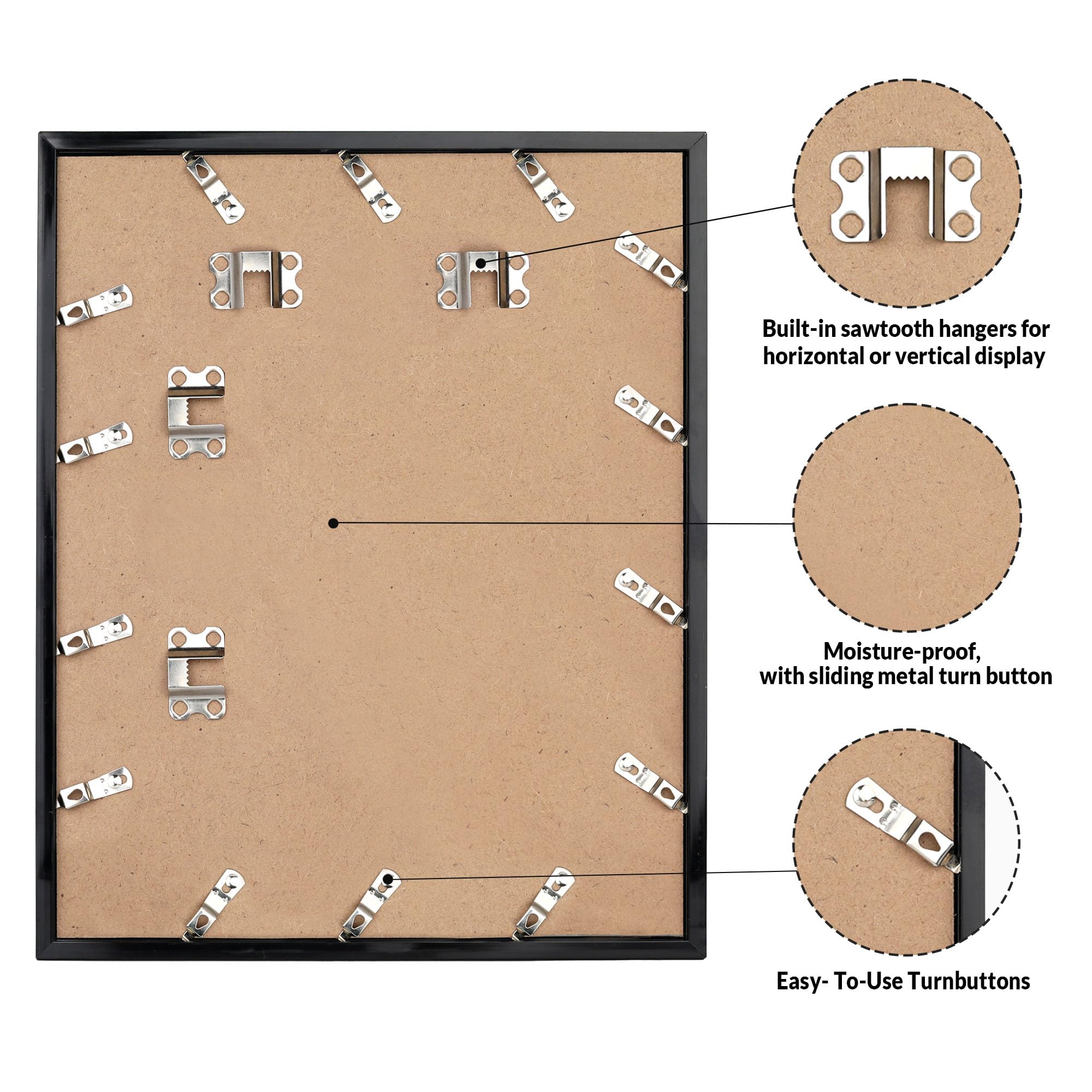 LaVie Home hanging detail showing hardware for easy vertical or horizontal mounting