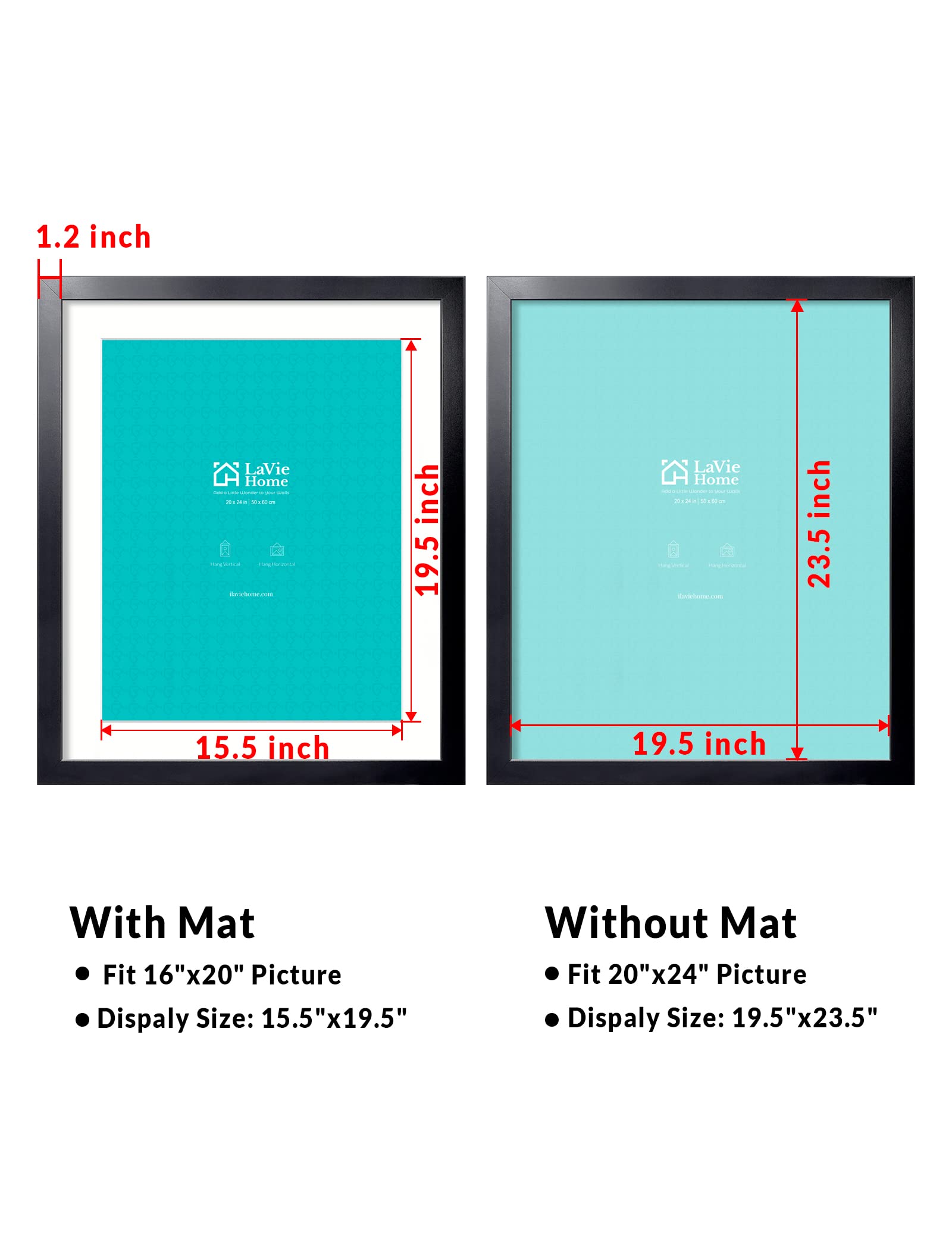 LaVie Home horizontal in-use on wall with poster, provides polished presentation