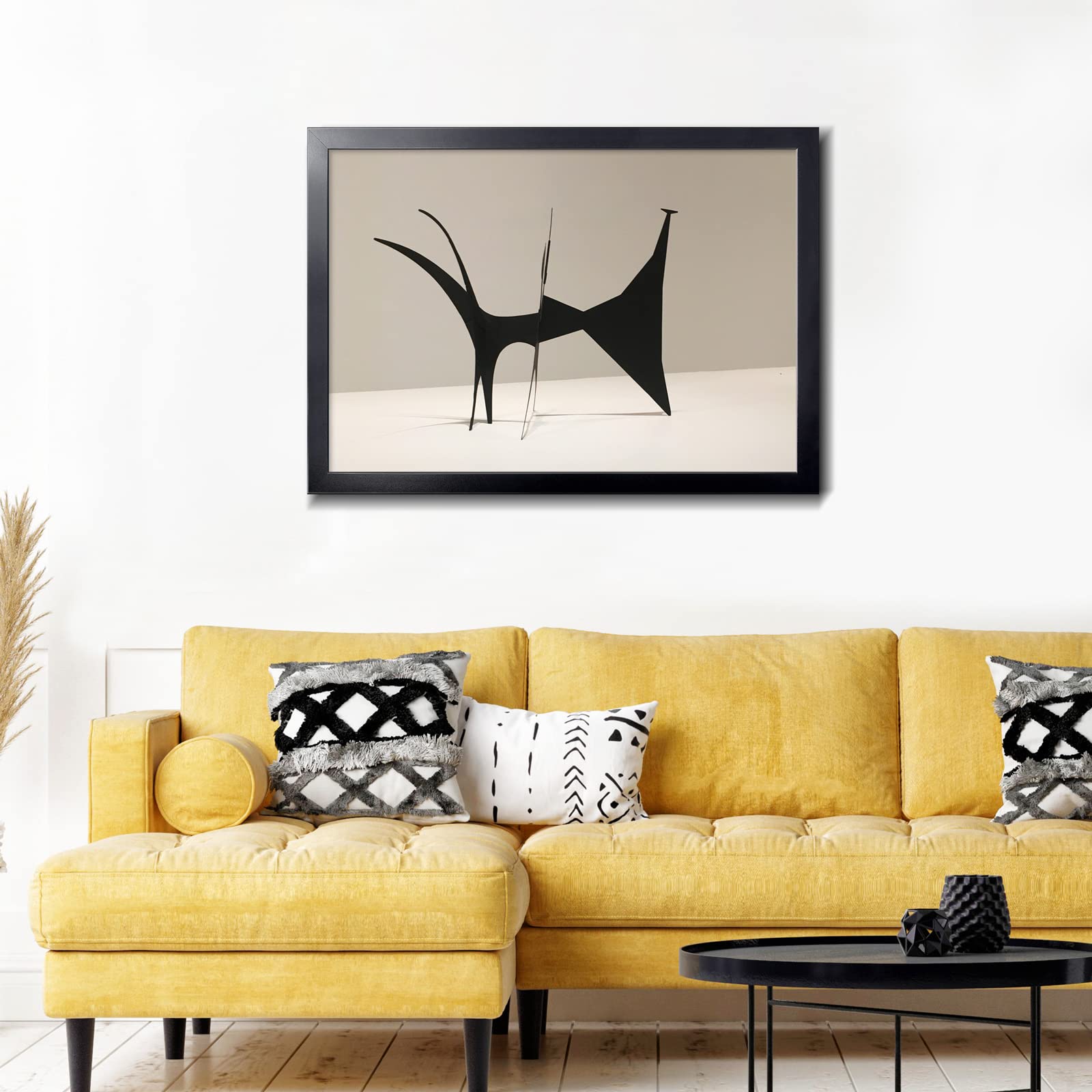 LaVie Home framed poster on living room wall illustrating minimalist decor compatibility