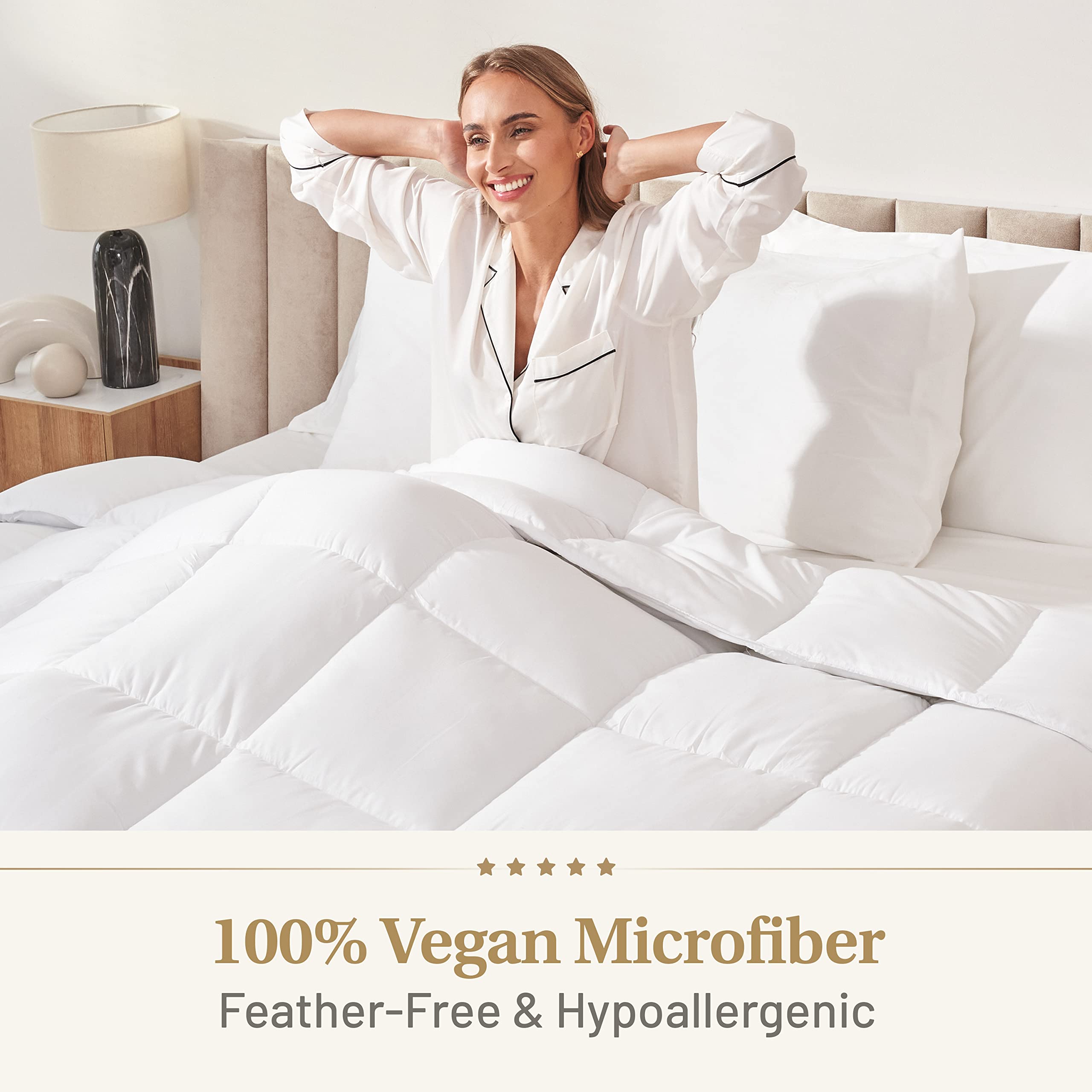 Lavish Comforts macro shot of microfiber fill texture highlighting plush, breathable comfort