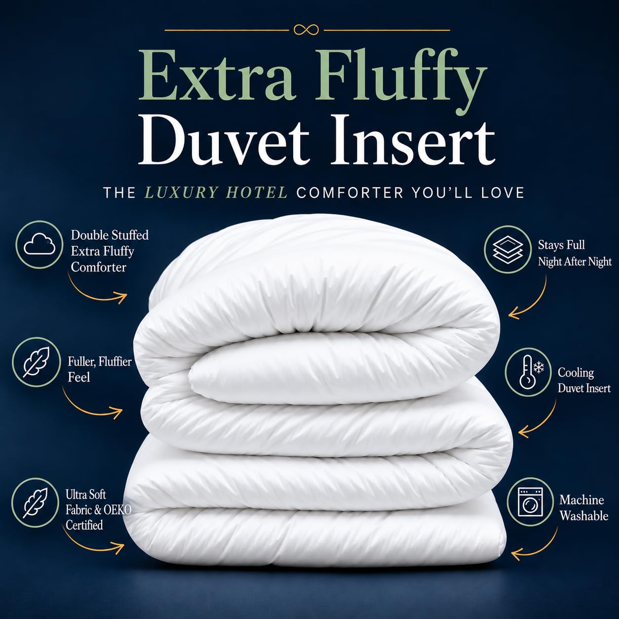 Lavish Comforts close-up of reinforced stitching demonstrating durability and loft retention
