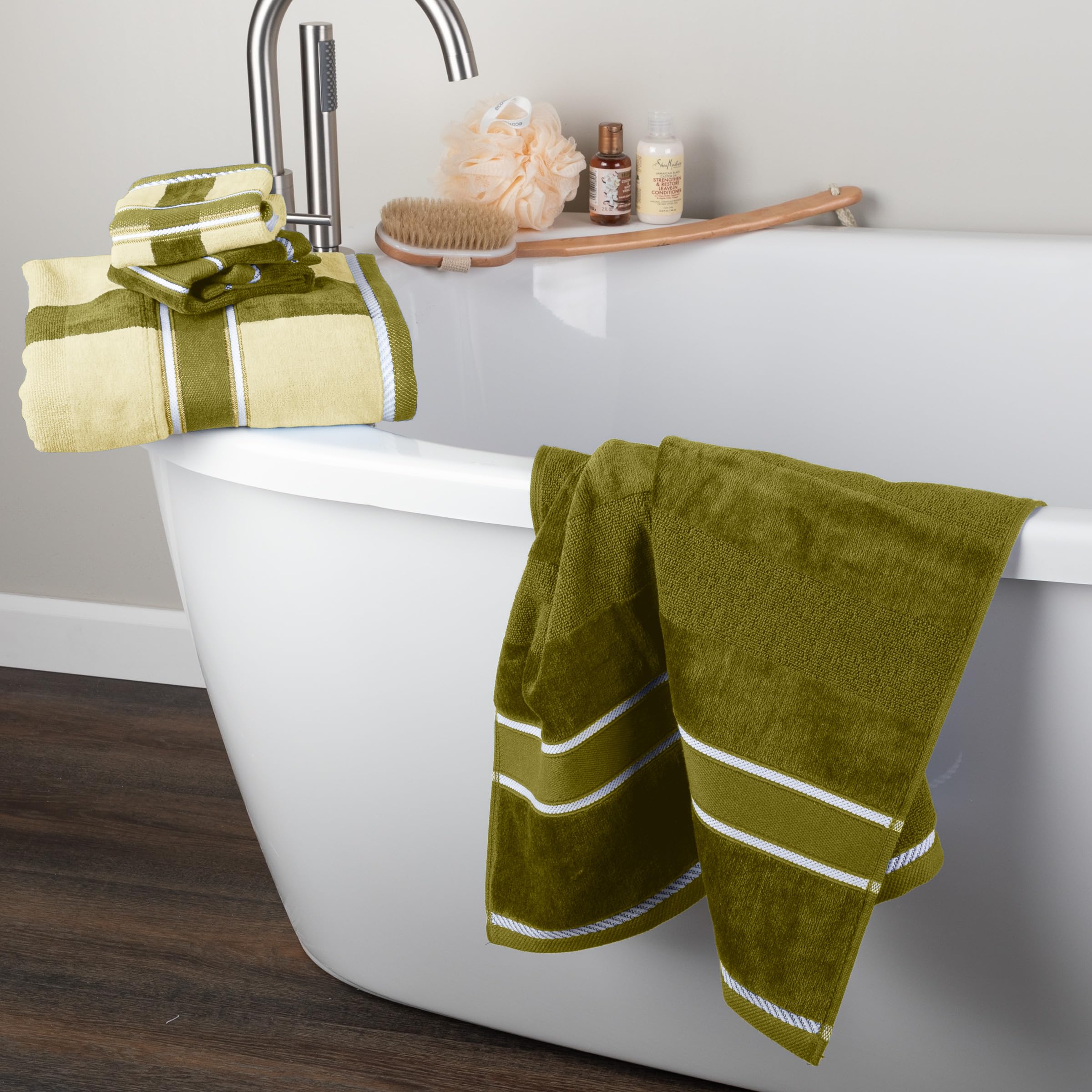 Lavish Home bath towel laid out showing full-size dimensions and coverage