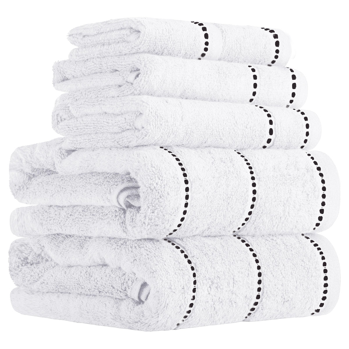 Lavish Home front view of folded 6-piece set showing clean white look and spa feel