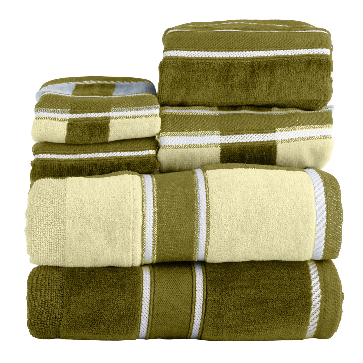 Lavish Home green towel set front display showing coordinated spa look