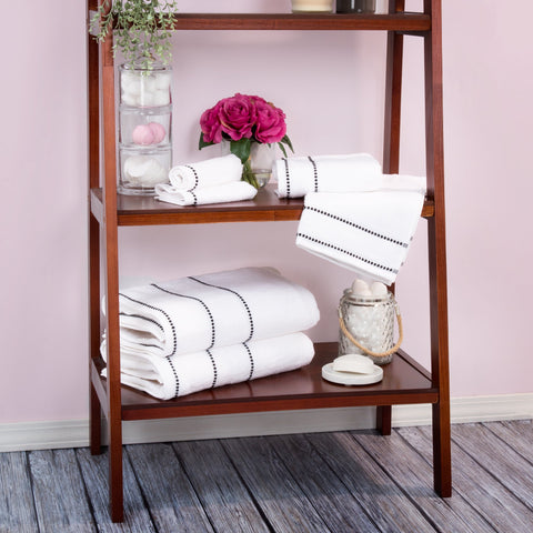Lavish Home towels next to ruler showing scale and true-to-size measurements