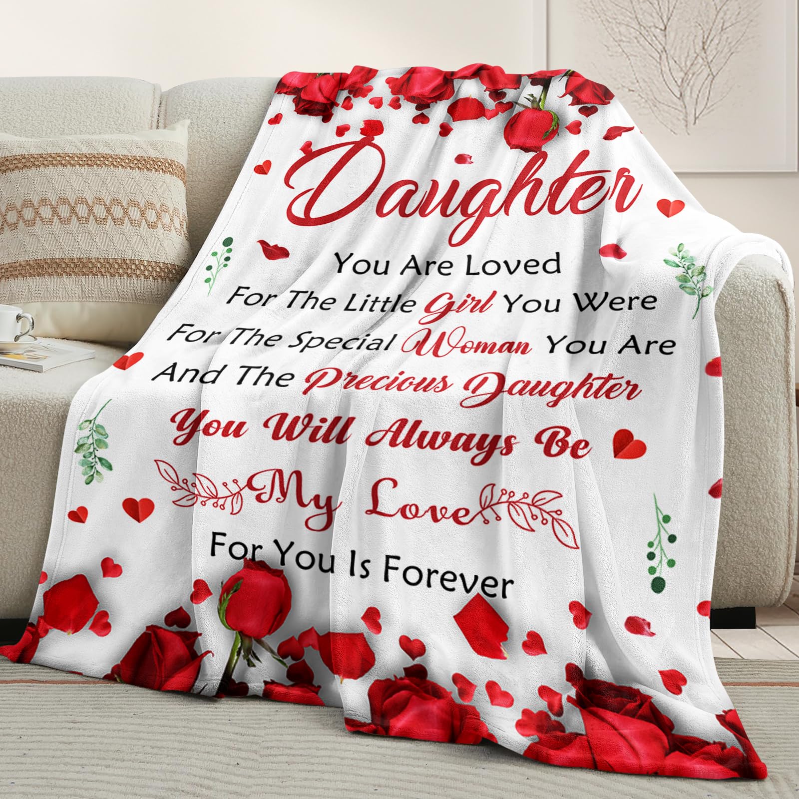 Lavua blanket in use with daughter on couch showing cozy, everyday comfort