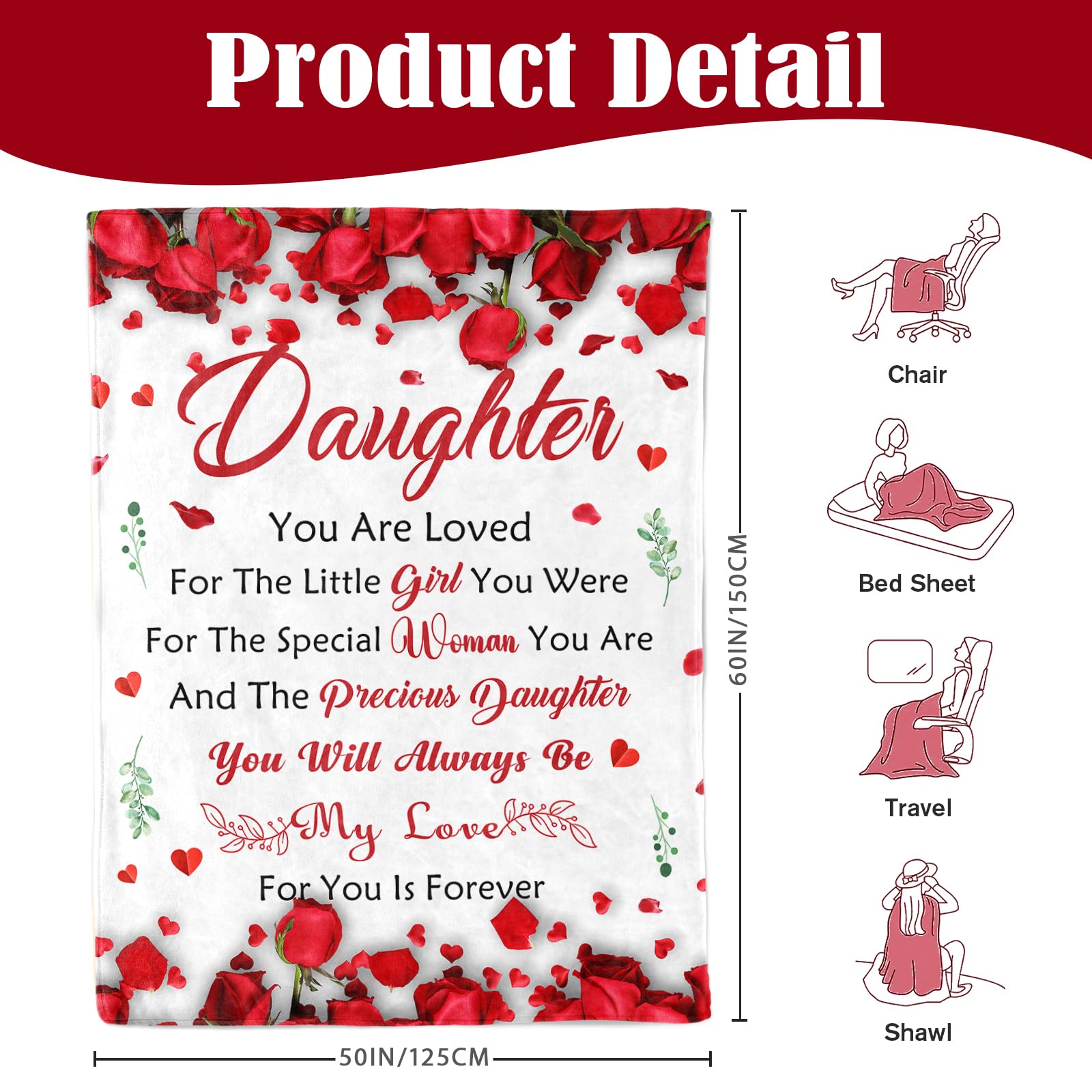 Lavua blanket size scale next to book and mug showing practical dimensions