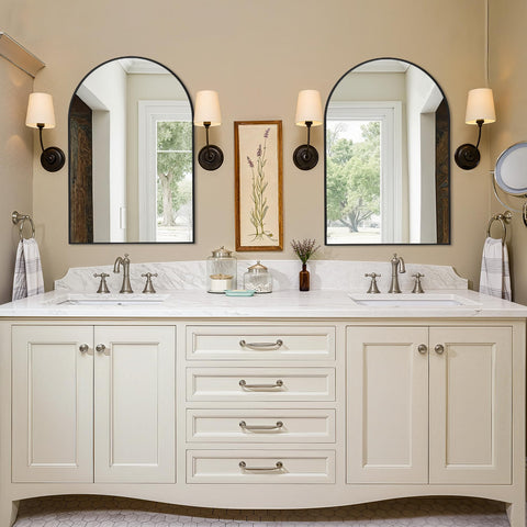 LAWADA mirror next to common objects showing 30x20 scale and placement clarity