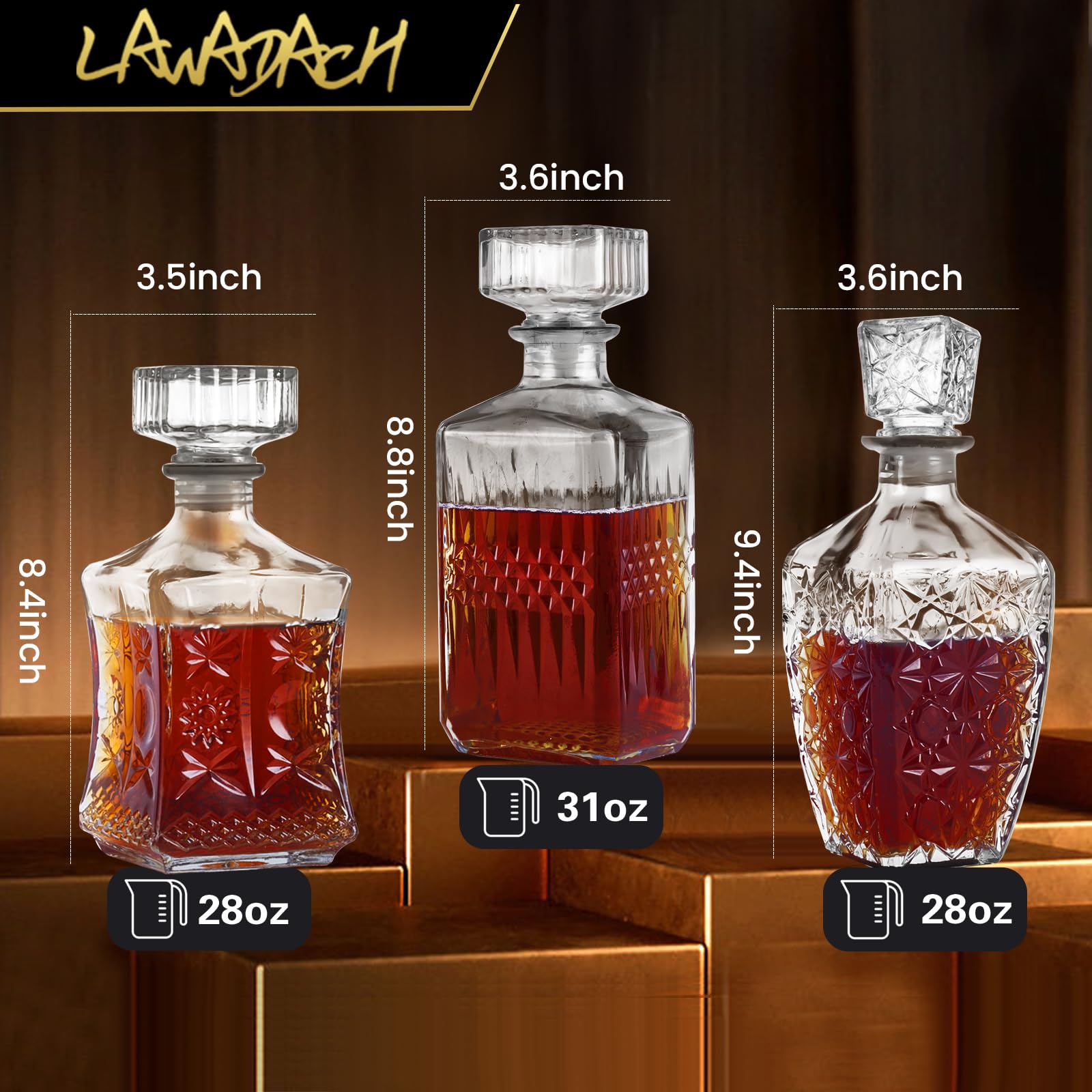 LAWADACH decanter set on a home bar illustrating refined display and guest-ready appeal