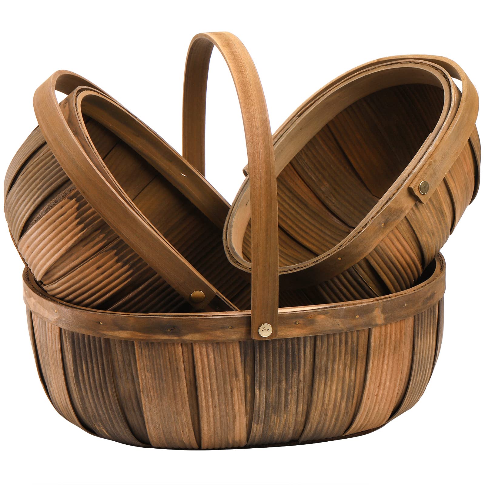 Lawei baskets in use at a picnic filled with bread and fruit showing portability benefit
