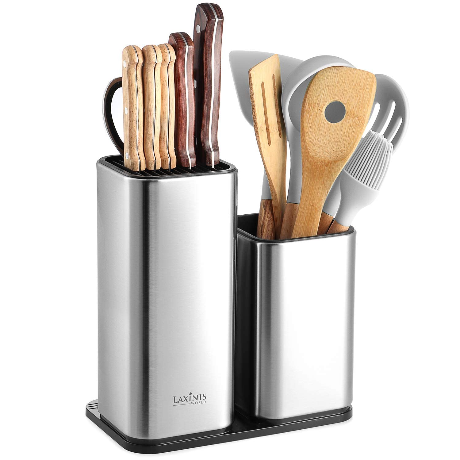 Laxinis World front view showing stainless organizer and tidy storage benefit