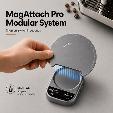 LAYBIRD extension platform attached to MagAttach Pro expanding pour-over surface