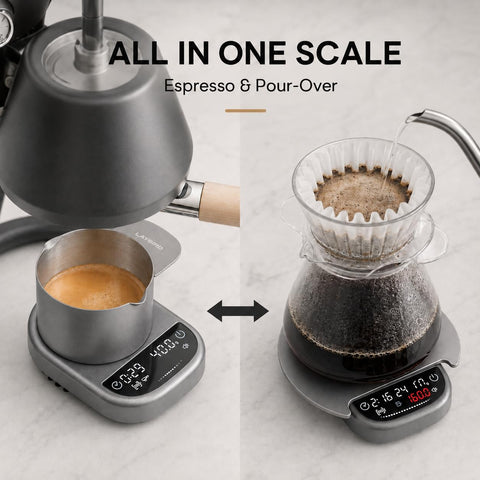 LAYBIRD MagAttach Pro supporting a pour-over dripper and server for recipe control
