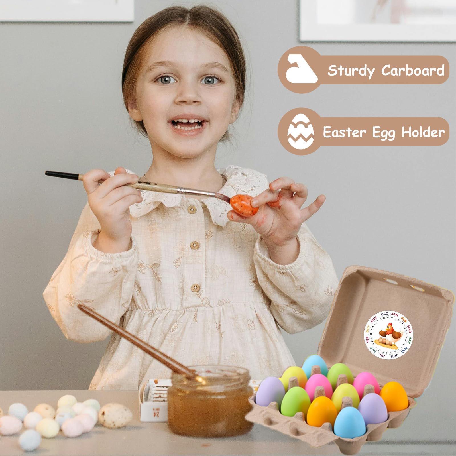 LayHyand close-up of molded pulp compartments cushioning eggs for reduced breakage