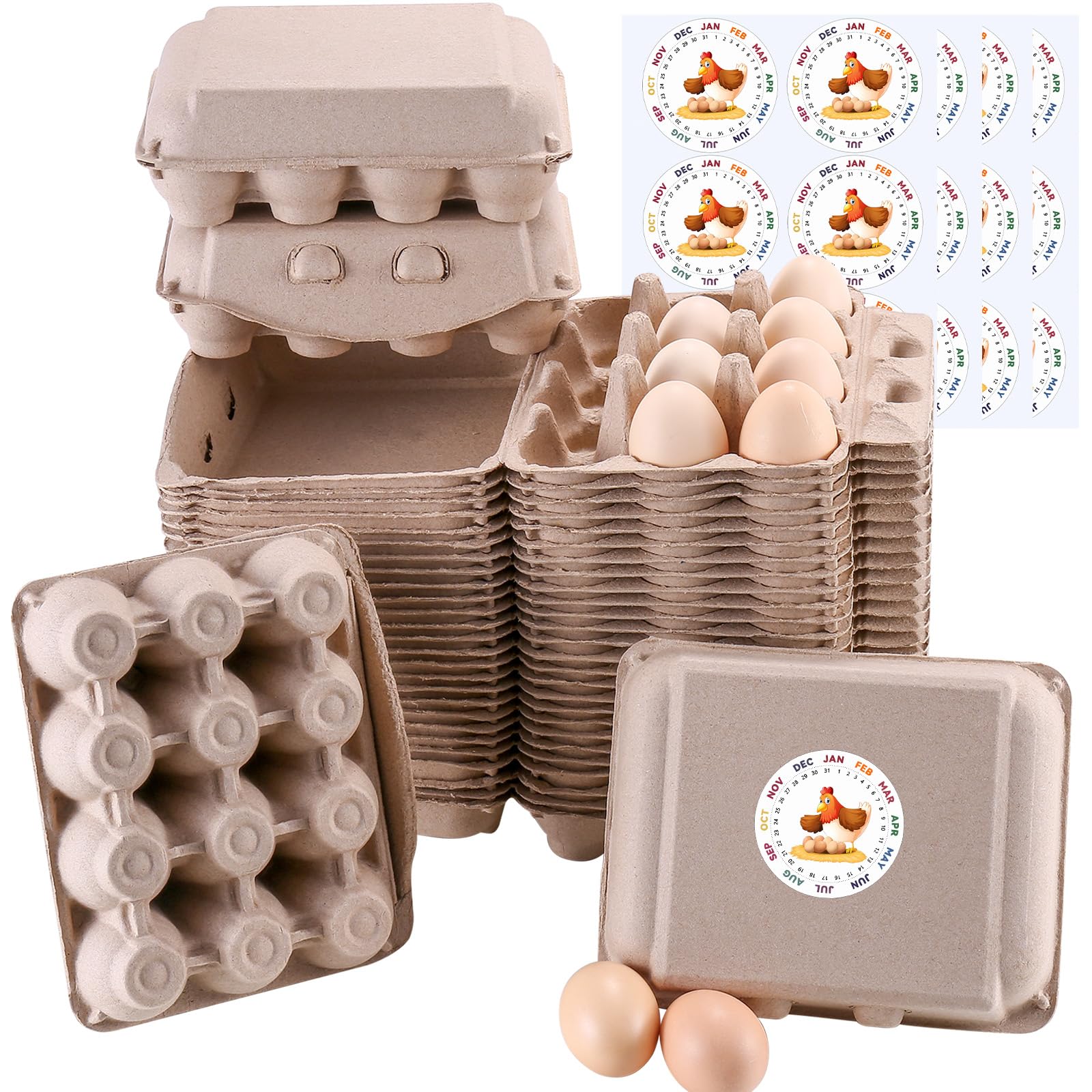 LayHyand front view of a closed pulp egg carton showing natural finish and protection