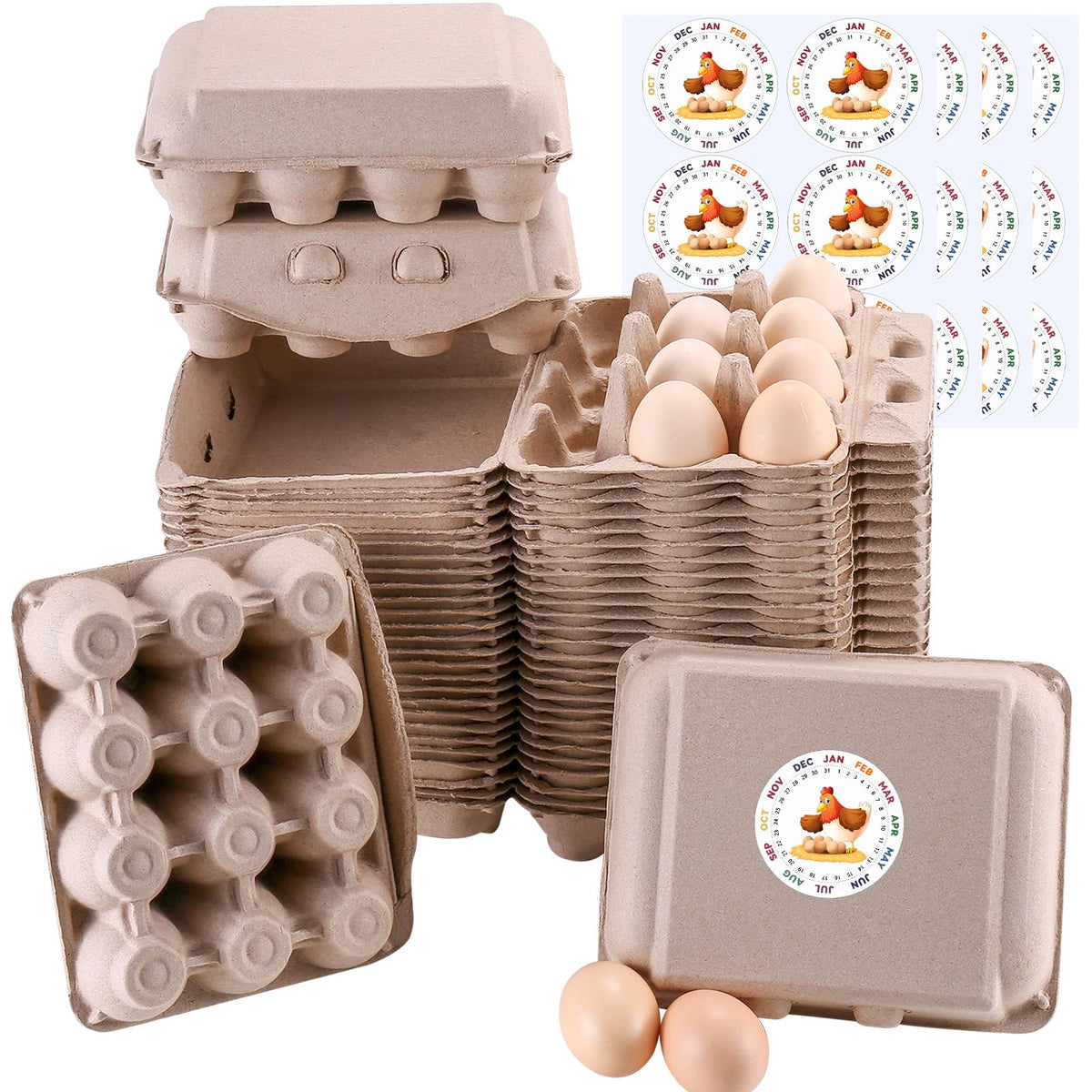 LayHyand front view of a closed pulp egg carton showing natural finish and protection