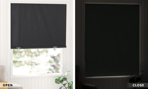 LazBlinds in bedroom lifestyle scene showing darker room and privacy benefit
