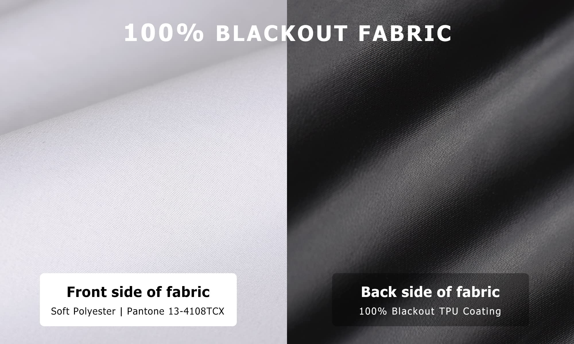 LazBlinds fabric close-up showing blackout backing texture and complete light blocking