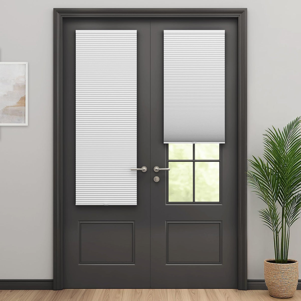 LazBlinds front view closed door shade showing clean blackout finish and privacy
