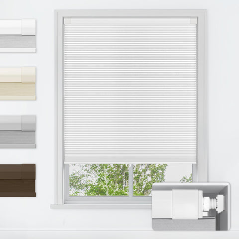 LazBlinds front view white blind showing clean cordless look and tidy finish