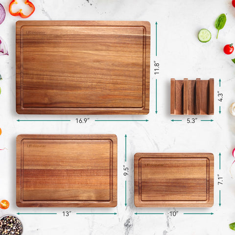 LAZIOPATER large 18x12 board top view demonstrating generous cutting surface for meal prep