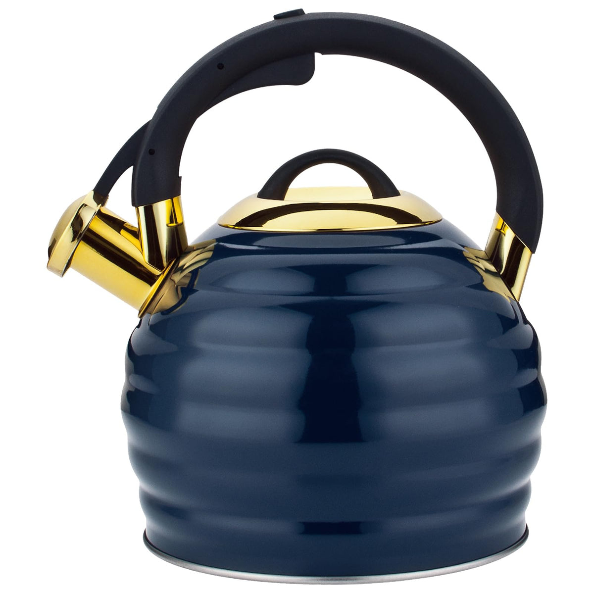 Lazneyru polished kettle front view showing sturdy stainless steel finish and capacity benefit