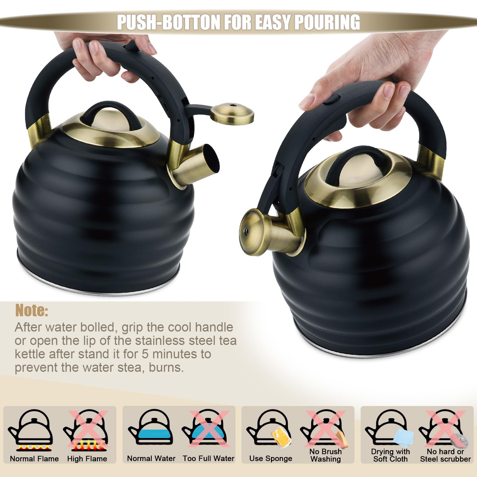 Lazneyru ergonomic handle and one-hand trigger close-up for safer pouring