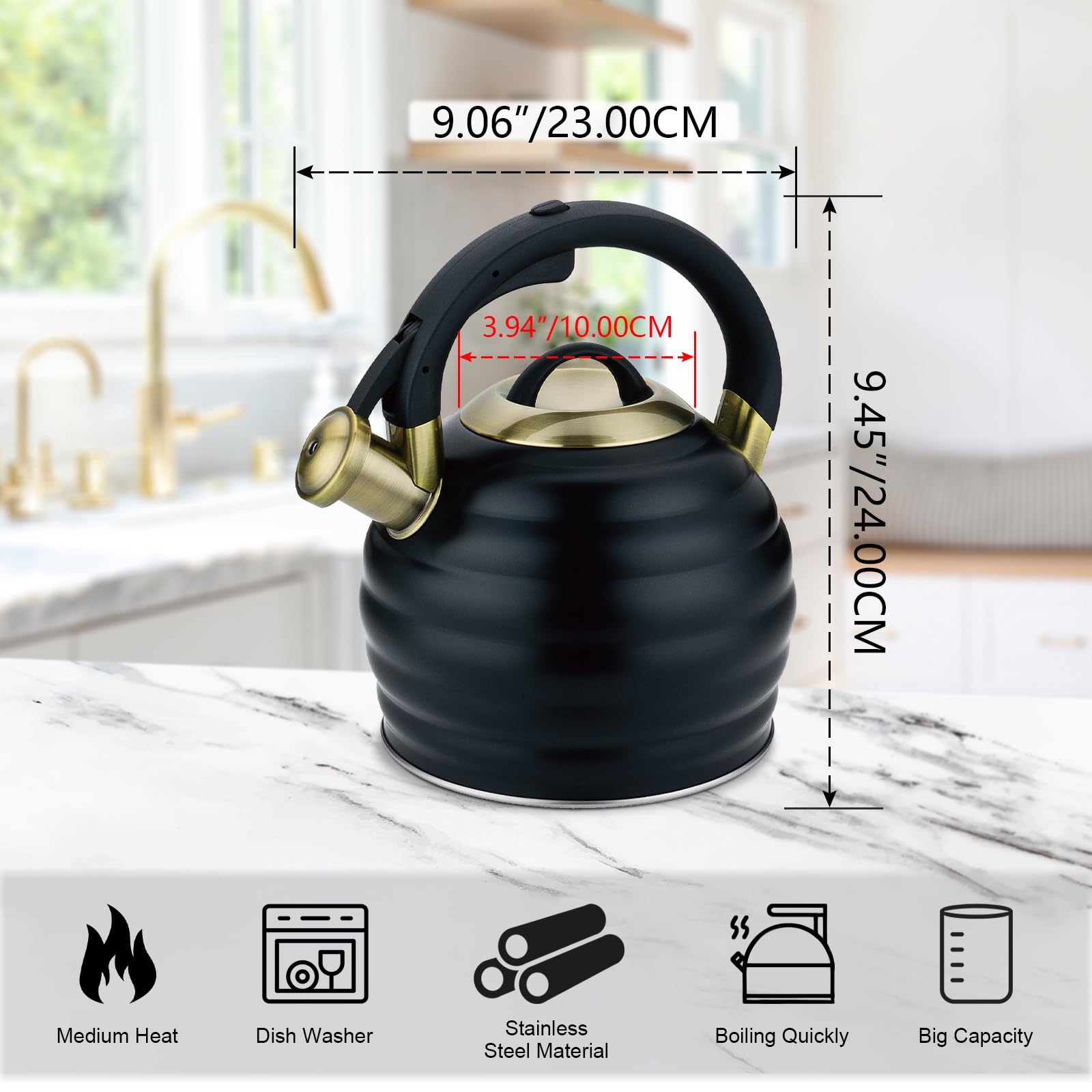 Lazneyru side profile on stovetop displaying induction-ready compatibility