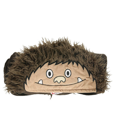 Child wearing the Lazy One Bigfoot blanket in living room encouraging imaginative play