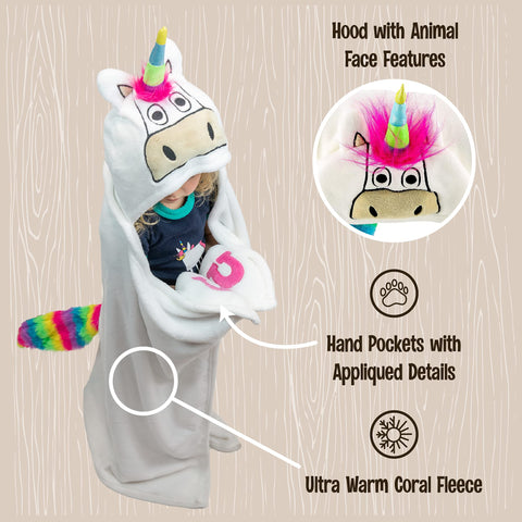 Lazy One child size comparison displays blanket proportions for fit clarity